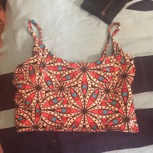 Strappy floral pattern organic cotton sports bra